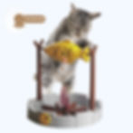 Petpals Grilled Fish Toy PP220900 cat playing with a rotating fish and campfire toy