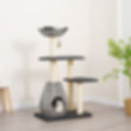 Petpals Ace PP2582 cat tree with 3 levels, 5 sisal scratching posts, a cat bed, a cat condo, and a toy