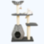 Petpals Ace PP2582 cat tree with 3 levels, 5 sisal scratching posts, a cat bed, a cat condo, and a toy
