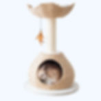 Petpals Walk Up PP2574 cat tree with two levels, one scratching post, a cat condo, and a bed on a white background