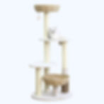 Petpals Pharaoh V2 PP230408 cat tree with 5 levels, 5 scratching posts, 2 recycled paper rope baskets, 2 toys, and a groomer
